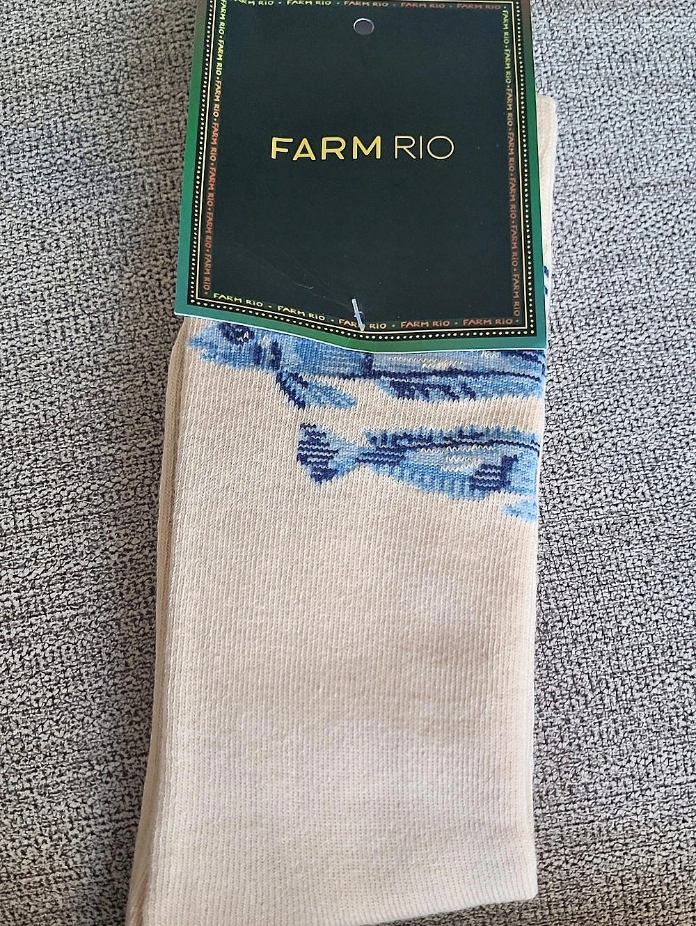 Farm Rio Off White Fish Knit Socks NWT Bin 4